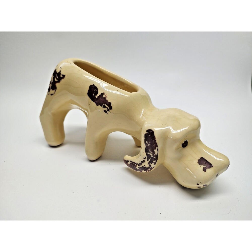 Vintage 1950's Shawnee ? Pottery Hound Dog Planter great for Succulents 7" long